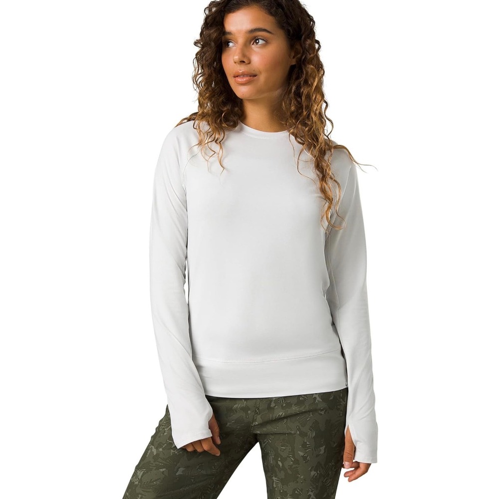 Prana Sol Searcher Long Sleeve Top Shirt Womens Medium Gray Raglan Activewear